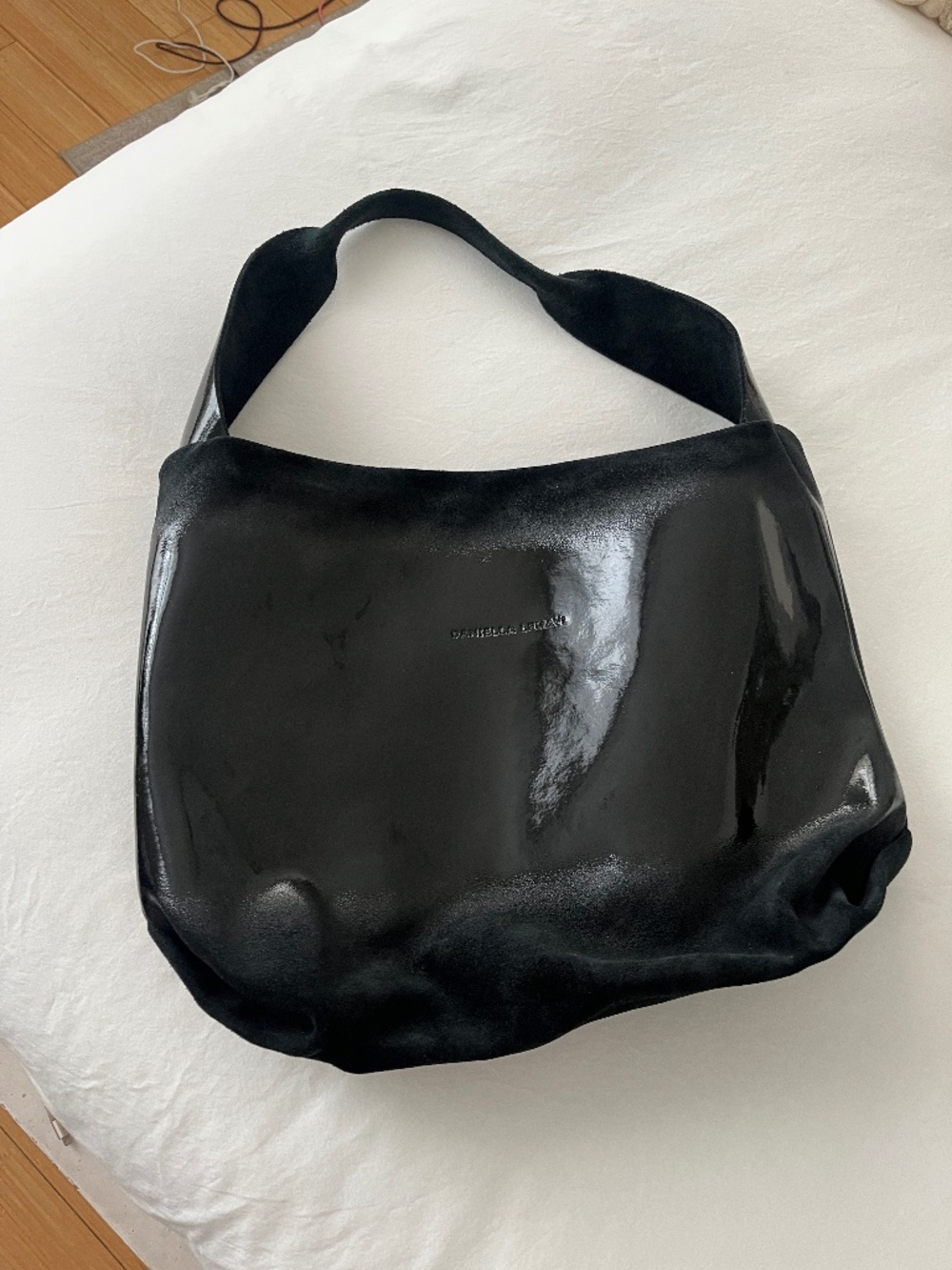 Daniella Lehavi Black Patent Leather and Suede Shoulder Bag